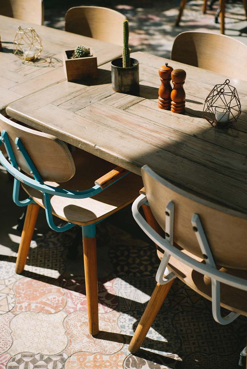 dining table green cactus with vase on brown wooden table furniture
